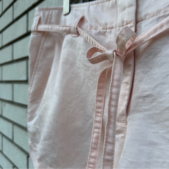 J. Crew Linen Blend Belted Shorts City Fit Pockets Blush Ballet Pastel Pink - Picture 3 of 10